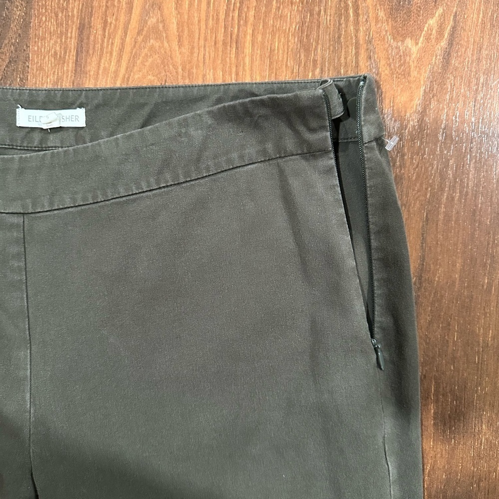 Eileen Fisher ankle side zippers pants khaki color size S - Picture 3 of 9